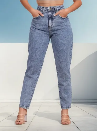 Desbloqueie o Seu Estilo com a Calça Mom Jeans Feminina Cintura Alta Marmorizada